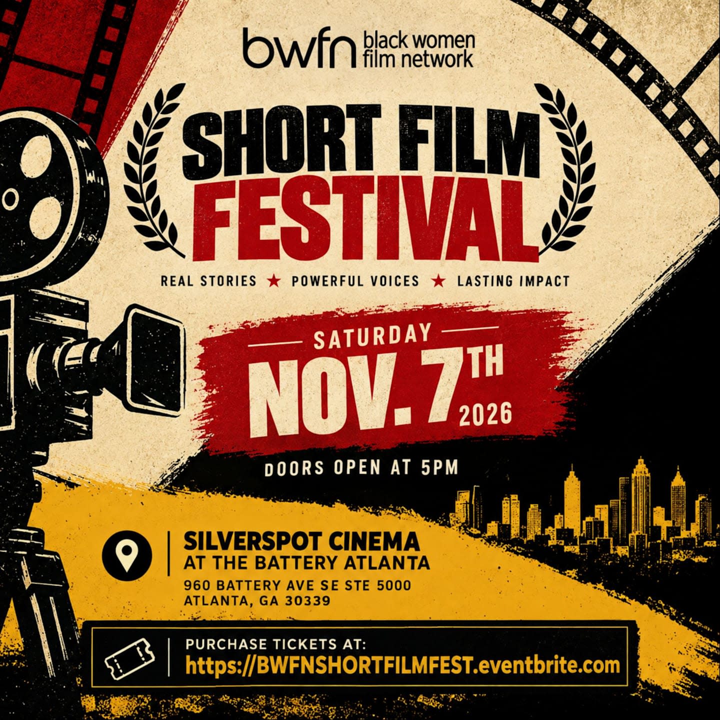 Black Women Film Network Short Film Festival poster for November 7, 2026