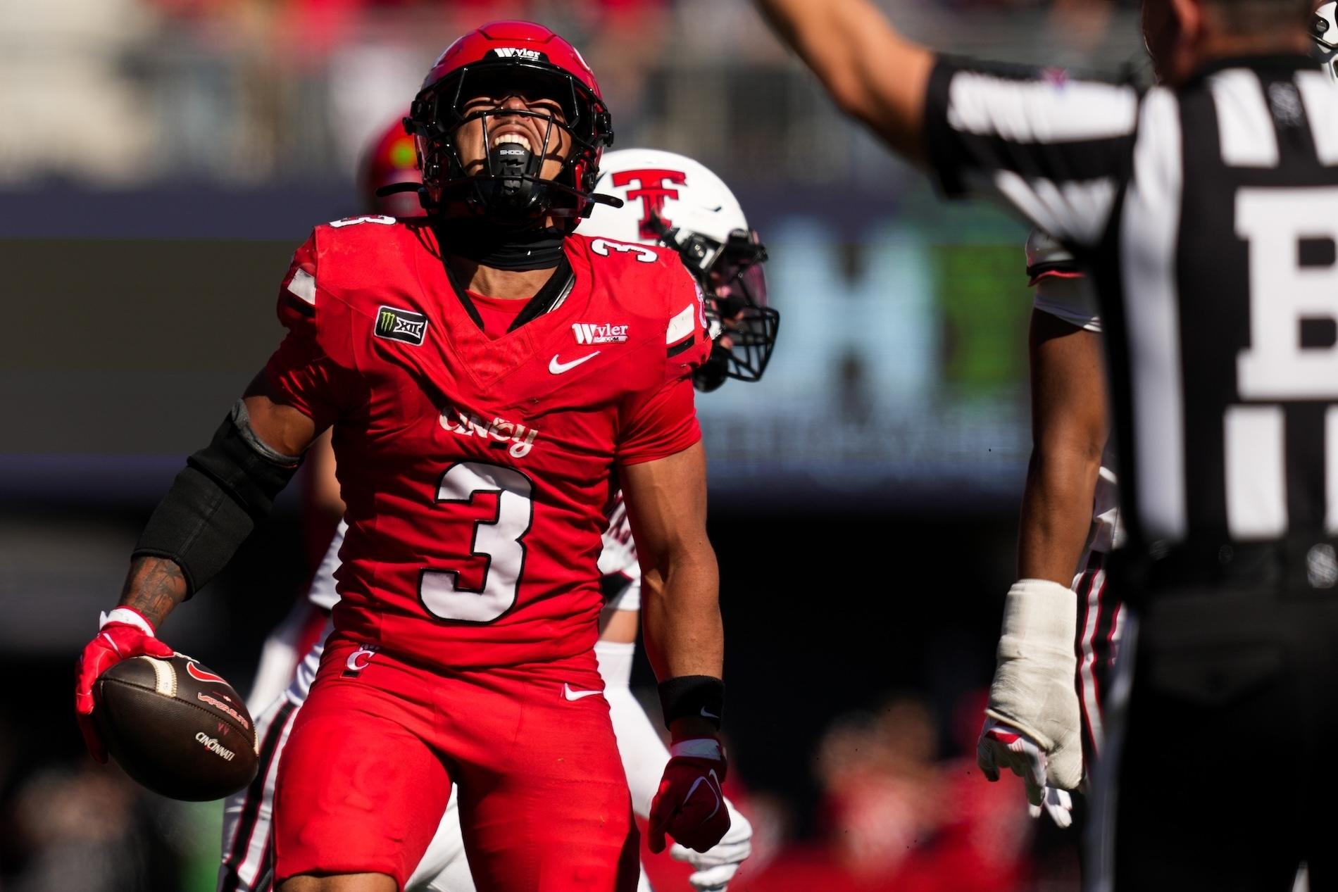 Cincinnati players in action against Texas Tech on Oct. 24, 2026