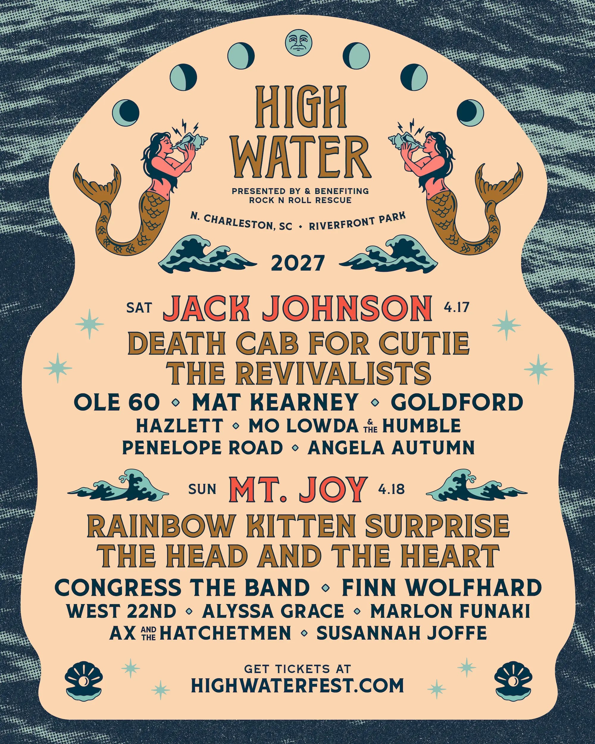 High Water Festival 2027 lineup artwork - Riverfront Park, North Charleston, April 17-18, 2027