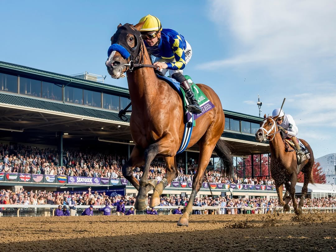 Hughes and jockey Flavien Prat win the Breeders' Cup Juvenile at Keeneland on October 30, 2026.