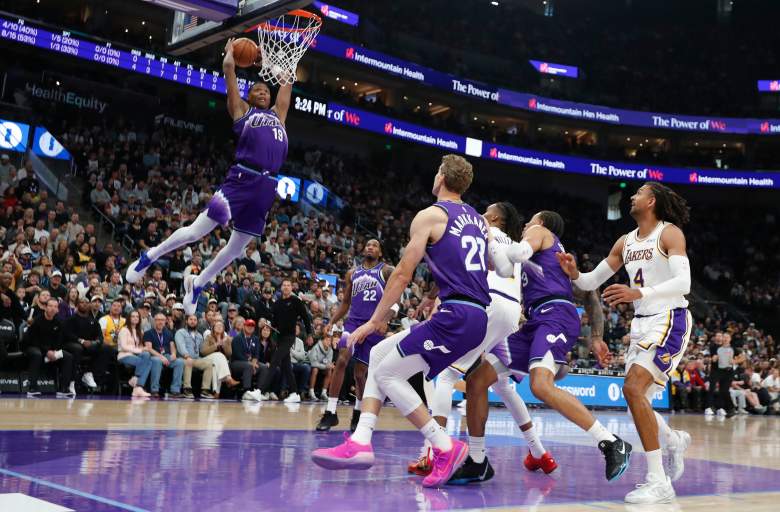 Utah Jazz forward Ace Bailey dunks against the Los Angeles Lakers on Oct. 25, 2026 at Delta Center in Salt Lake City