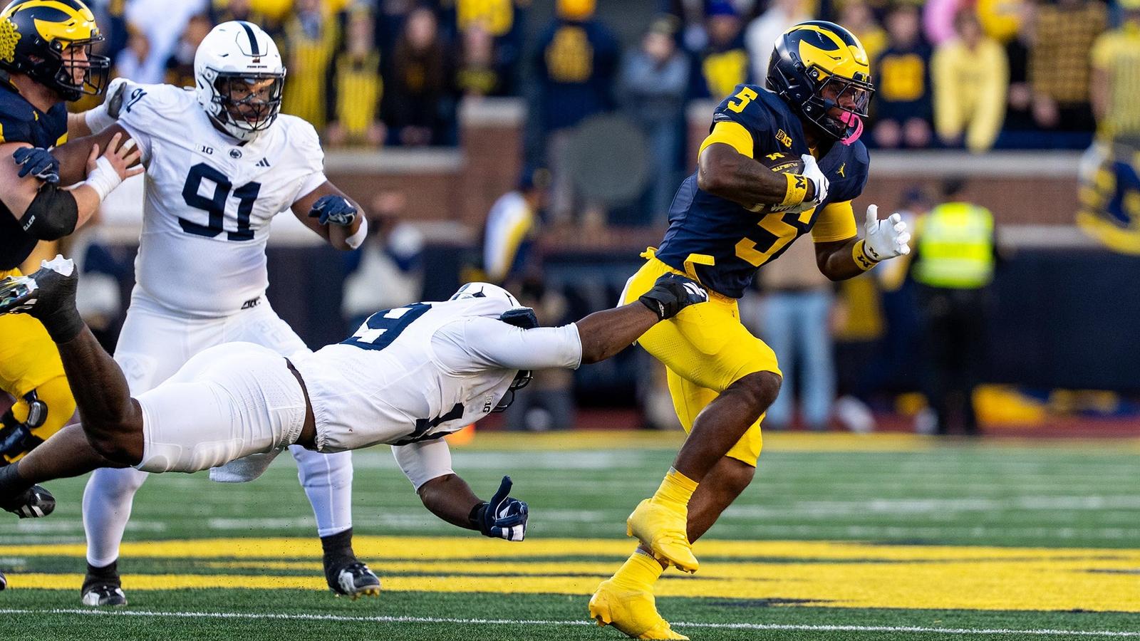 Michigan running back Savion Hiter in action against Penn State at Michigan Stadium.