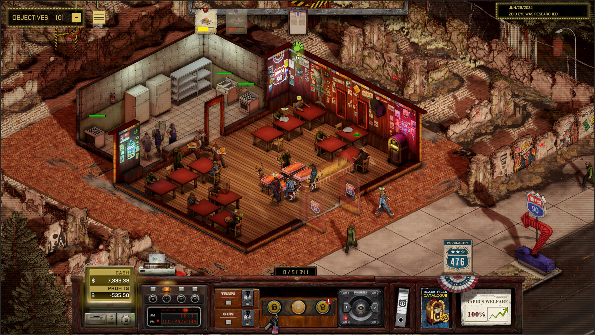 Midwest 90: Rapid City diner floor gameplay screenshot
