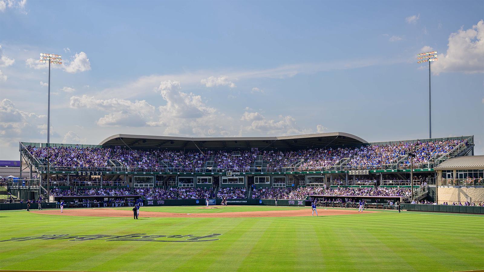 A packed Lupton Stadium during a TCU baseball game in Fort Worth.