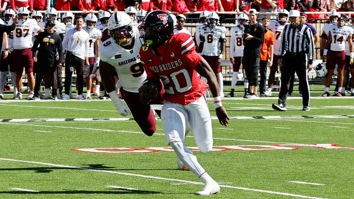 Texas Tech running back J'Koby Williams runs against Arizona State in Lubbock.