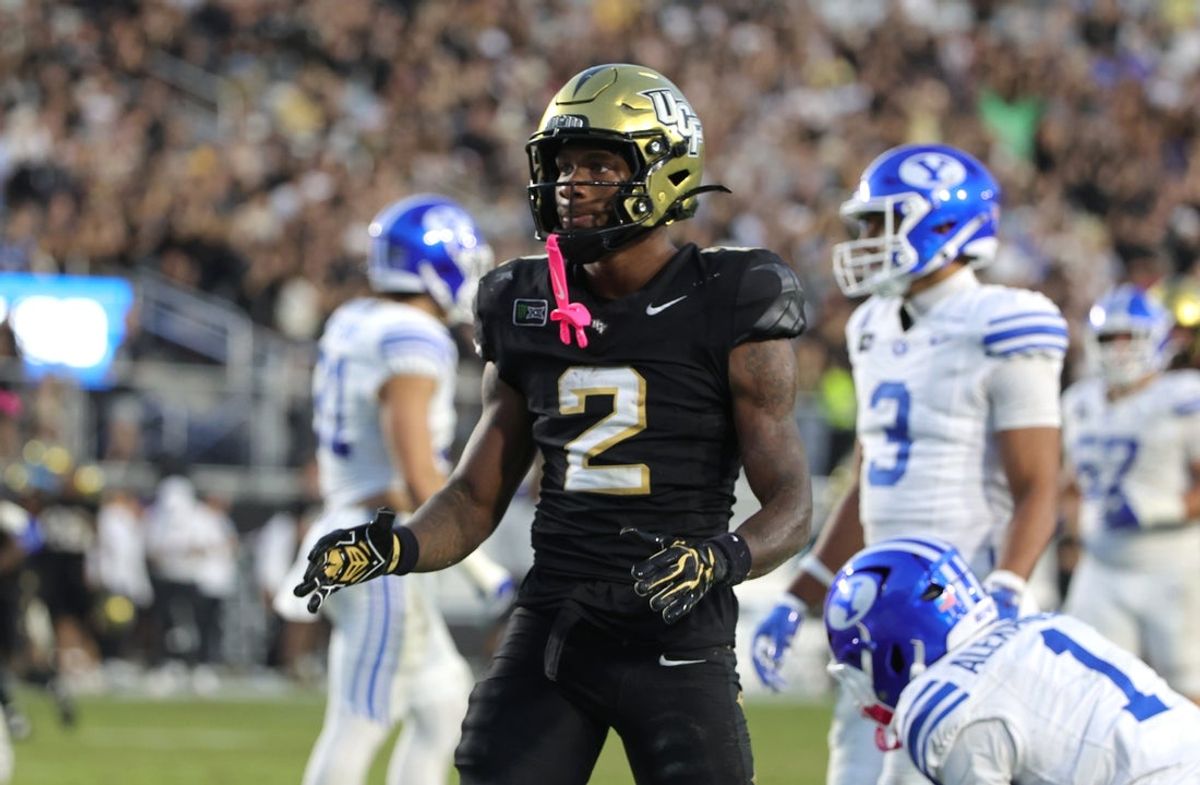 UCF wide receiver Tyren Hornes reacts after a catch against BYU on Oct. 24, 2026