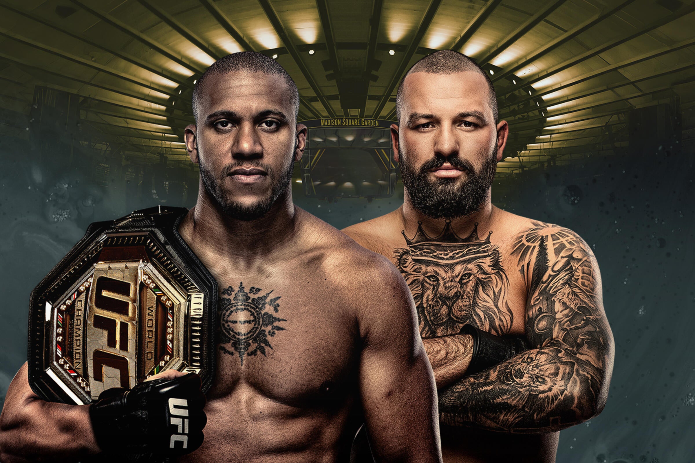 Official UFC 334 event art: Ciryl Gane vs. Josh Hokit.
