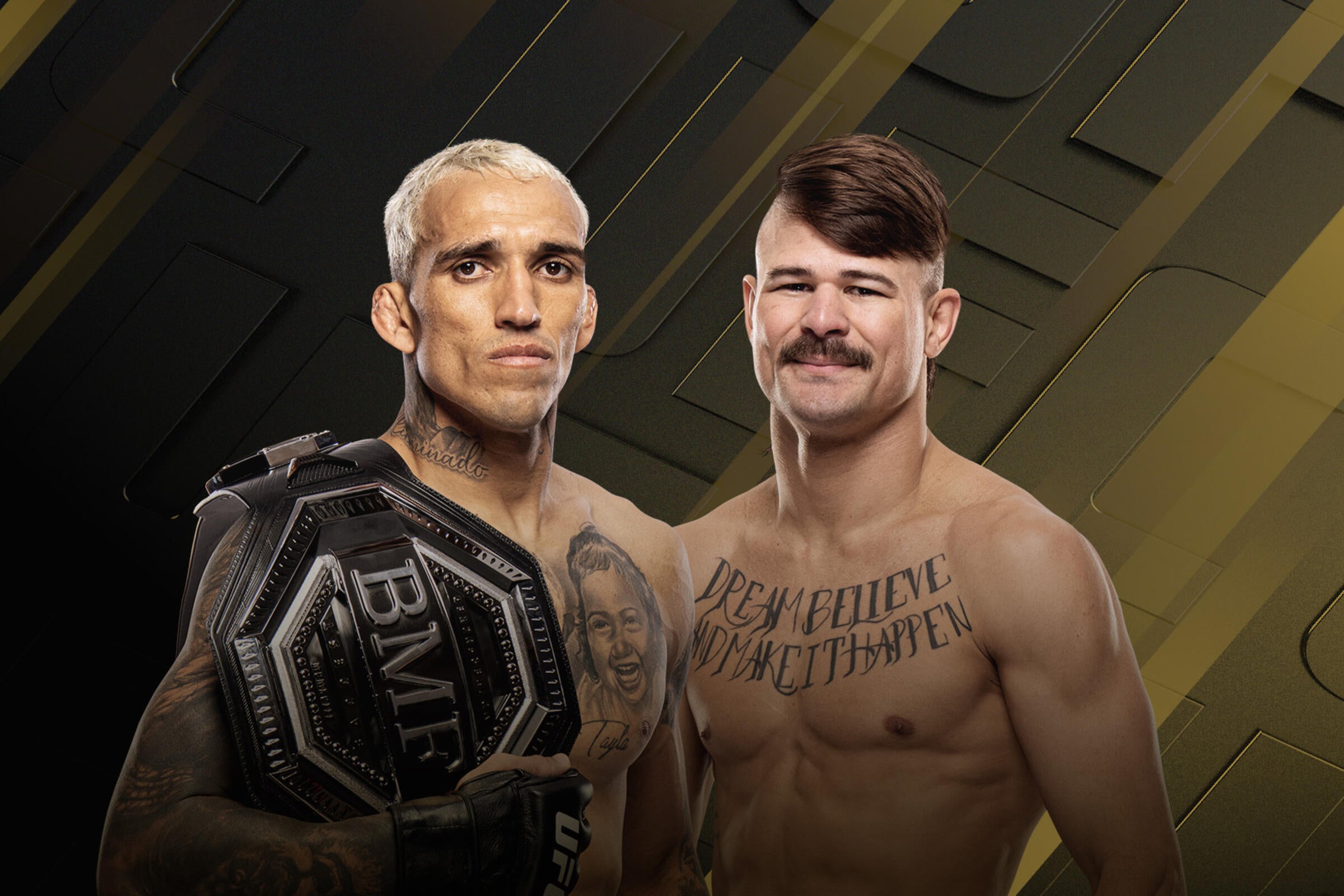 Official UFC 335 bout announcement art: Charles Oliveira vs. Diego Lopes.