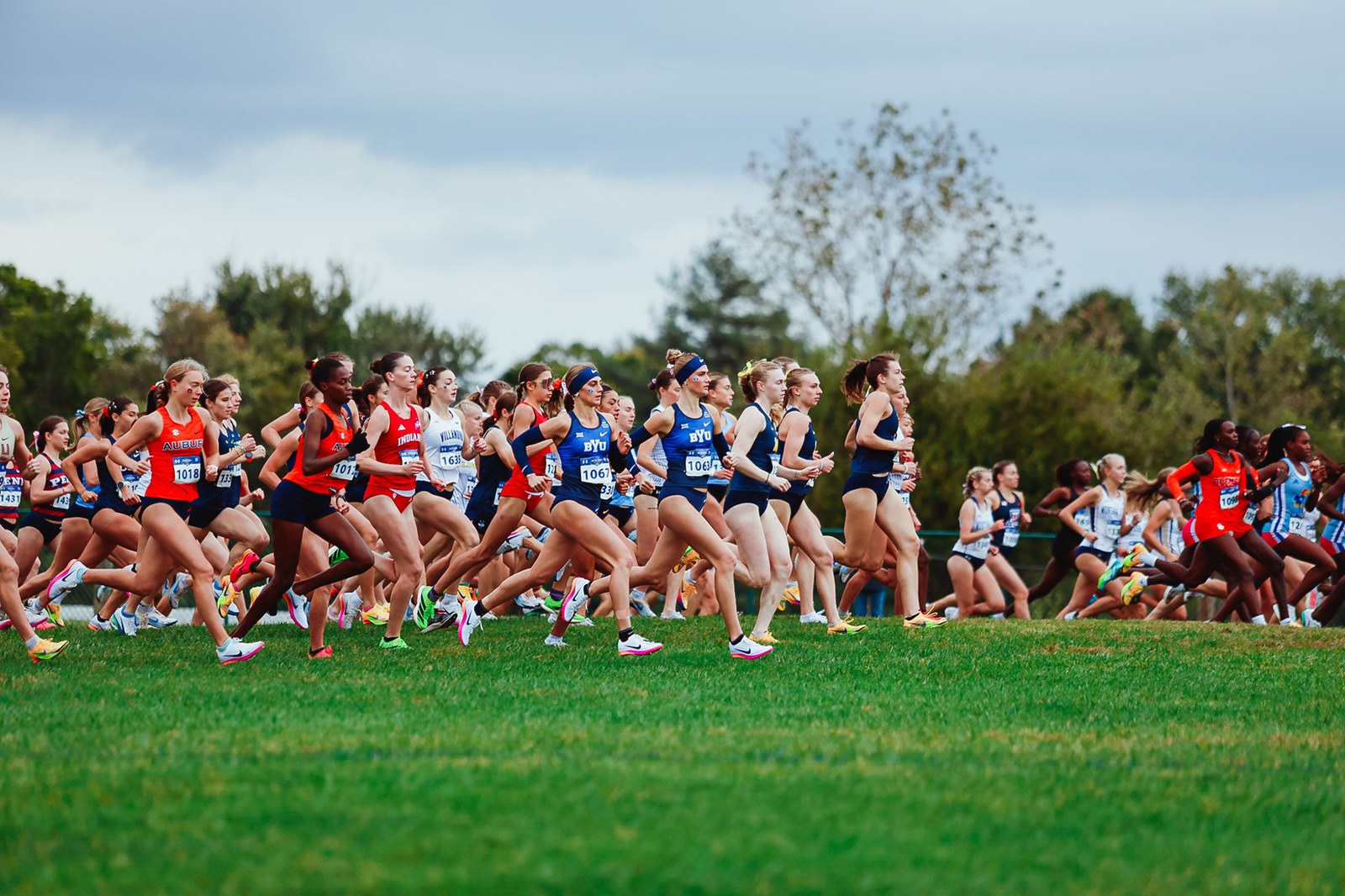 BYU women's cross country runners racing