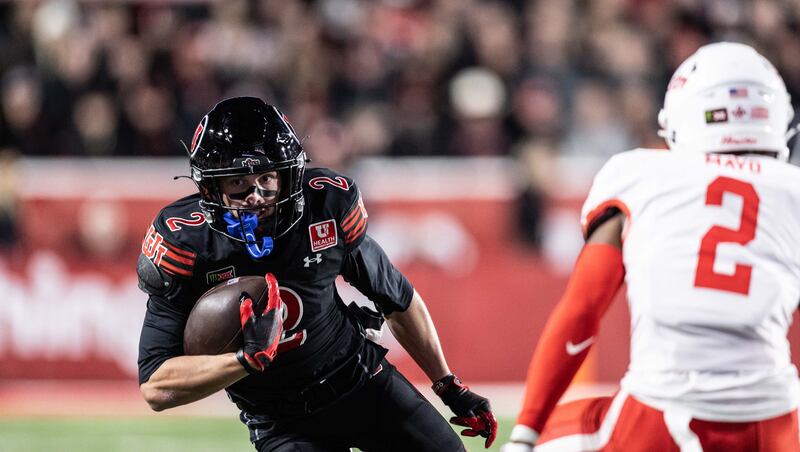 Utah wide receiver Creed Whittemore runs with the ball against Houston on Oct. 24, 2026